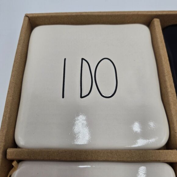 Rae Dunn Wedding Coasters 4 Pc Bridal Shower I Do Couple Marriage Husband Wife - Picture 3 of 6